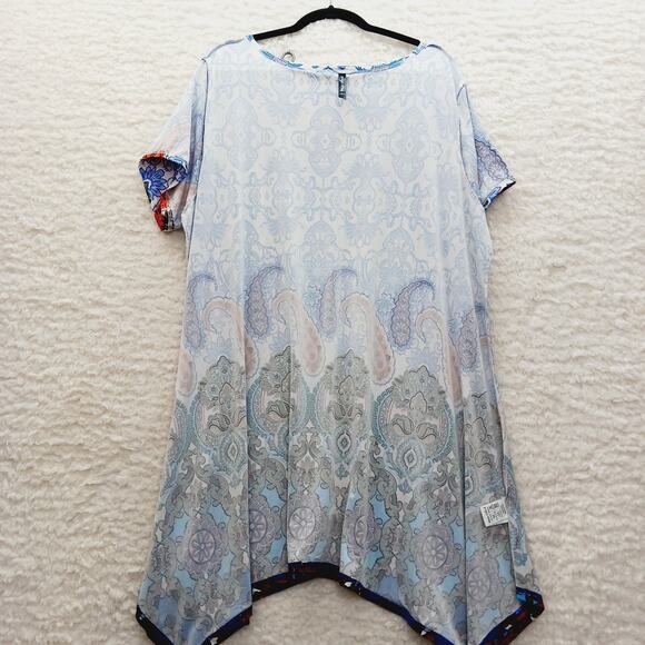 Tunic Dress Size 3XL Royal Orange Paisley Boho Festival Whimsycore Maximalist - Picture 11 of 13